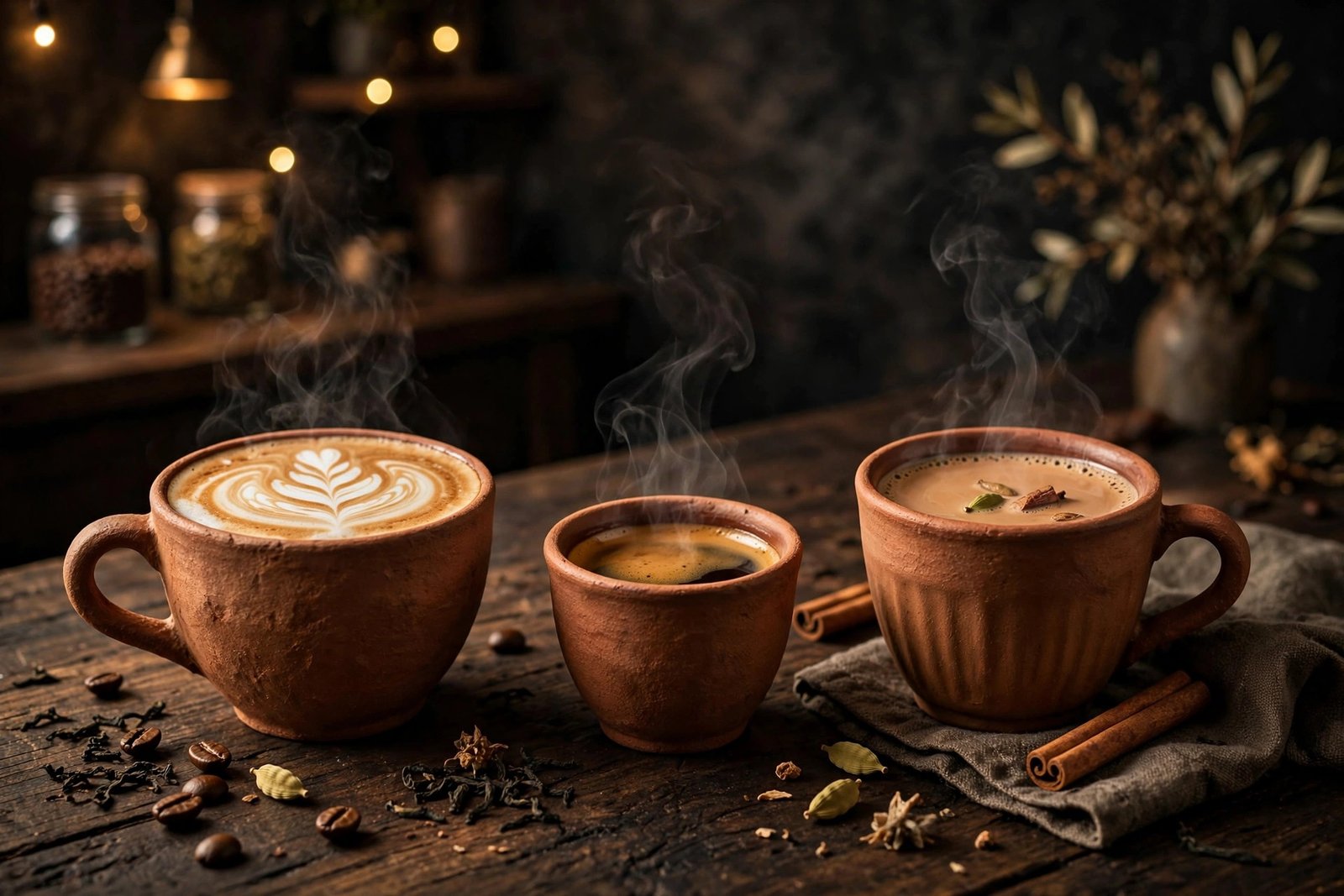 Freshly brewed coffee and chai